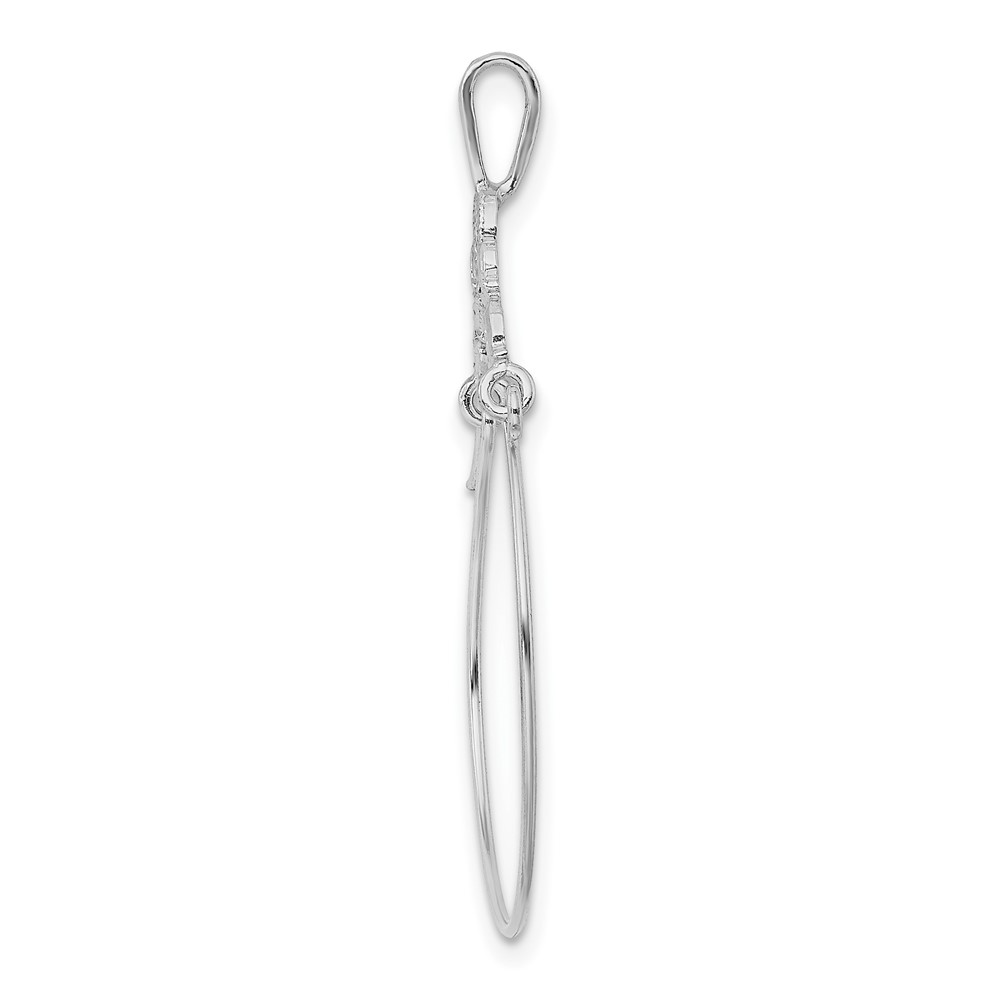 14k White Gold Polished Filigree Heart Charm Holder (D1308W)