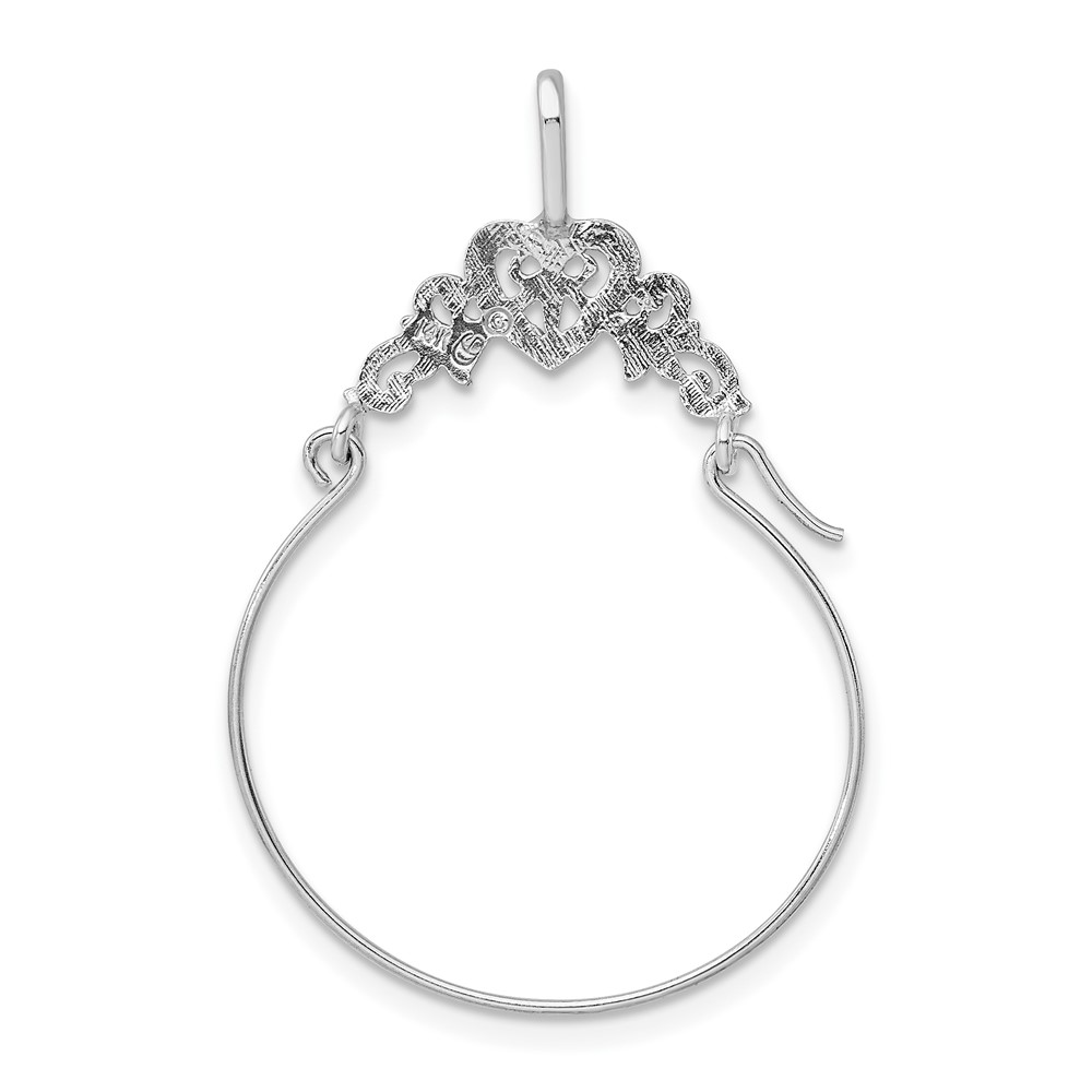 14k White Gold Polished Filigree Heart Charm Holder (D1308W)