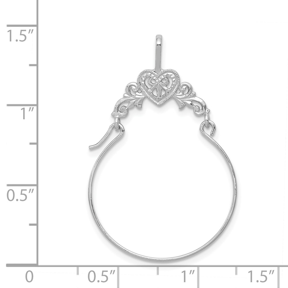 14k White Gold Polished Filigree Heart Charm Holder (D1308W)