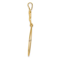 14K Yellow Gold Polished Doves and Bow Charm Holder Pendant view 2