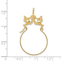 14K Yellow Gold Polished Doves and Bow Charm Holder Pendant view 3