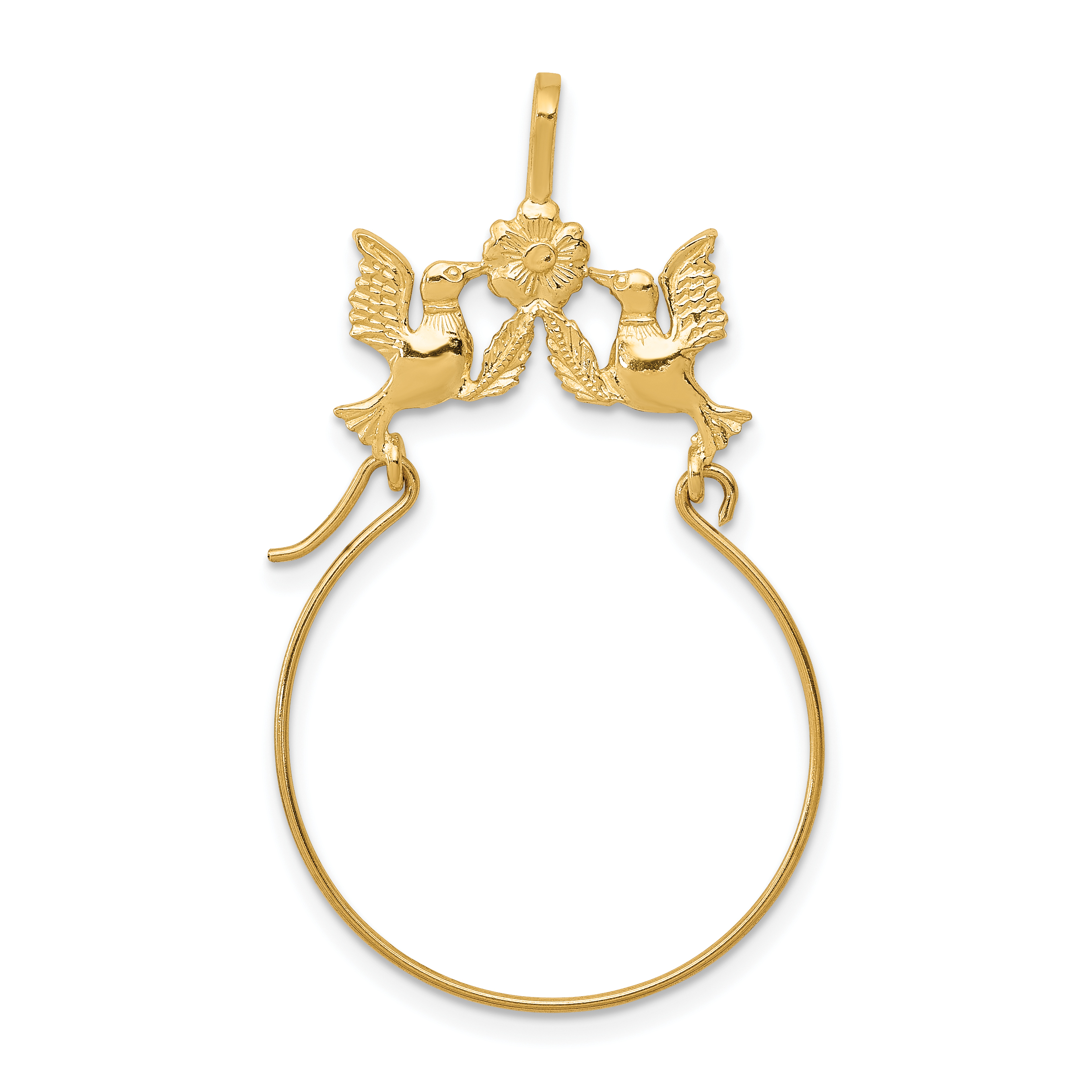 14k Polished Doves and Bow Charm Holder (D1309)