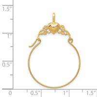 14K Yellow Gold Polished Heart Charm Holder Pendant view 3