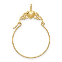 14K Yellow Gold Polished Heart Charm Holder Pendant view 1