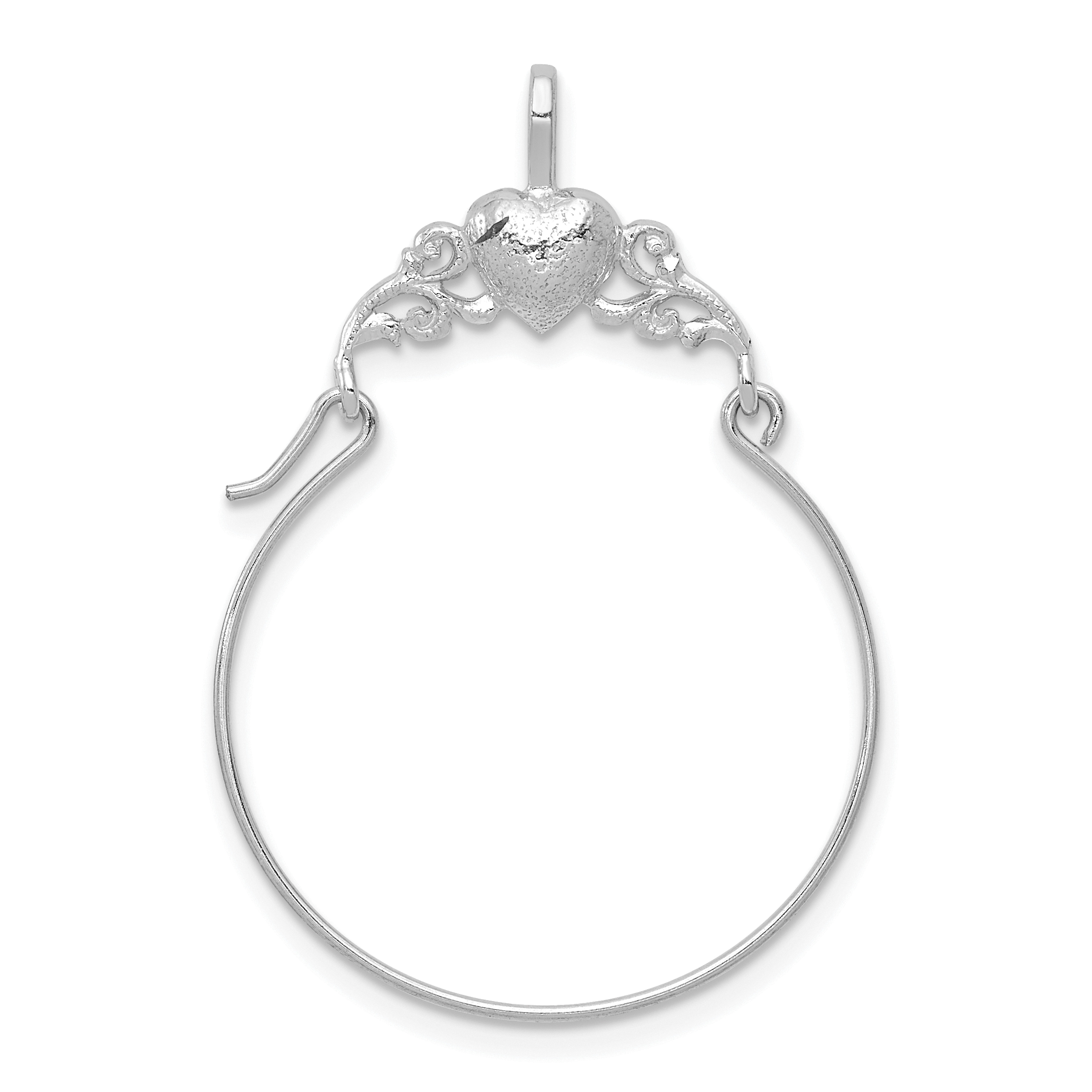 14K White Gold Polished Heart Charm Holder (D1310W)