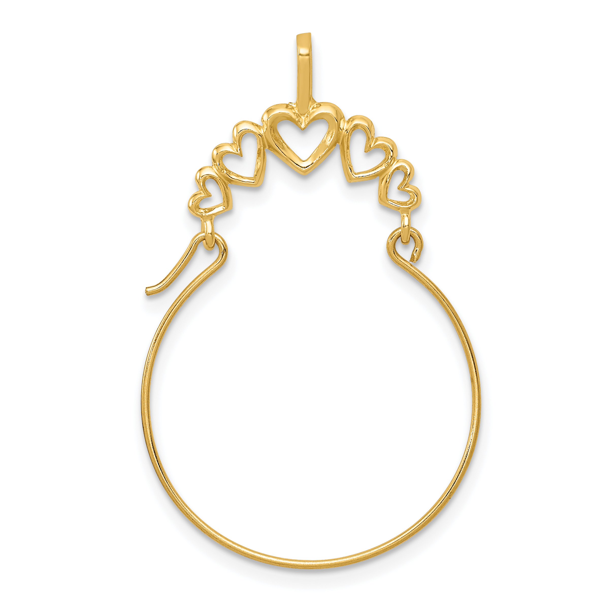 14k Polished 5-Heart Charm Holder (D1311)