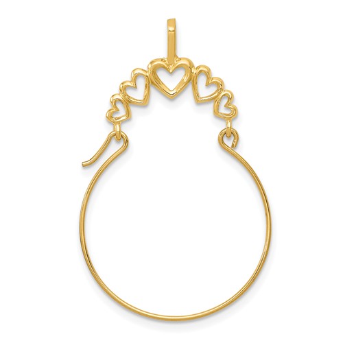 14K Yellow Gold Polished 5-Heart Charm Holder Pendant