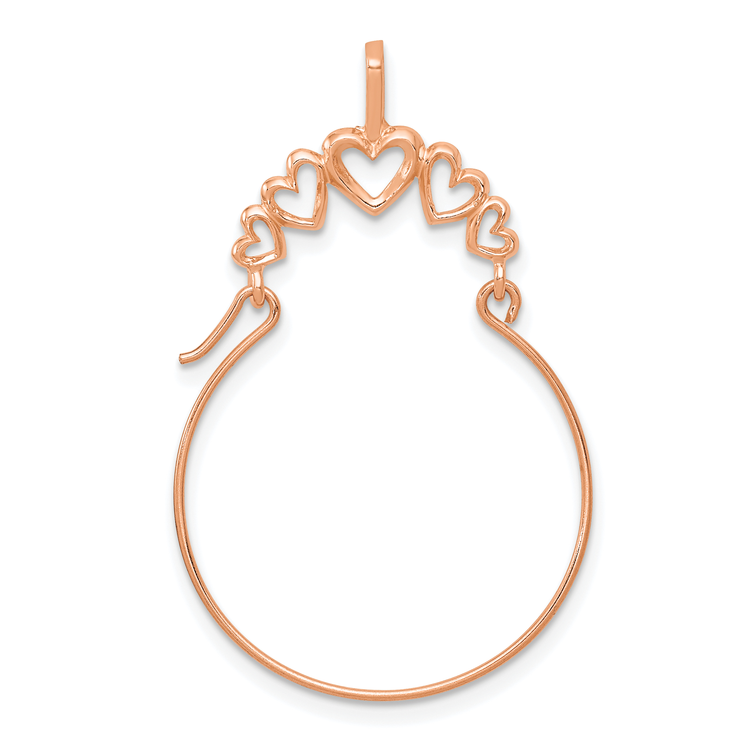 14k Rose Gold Polished 5-Heart Charm Holder (D1311R)