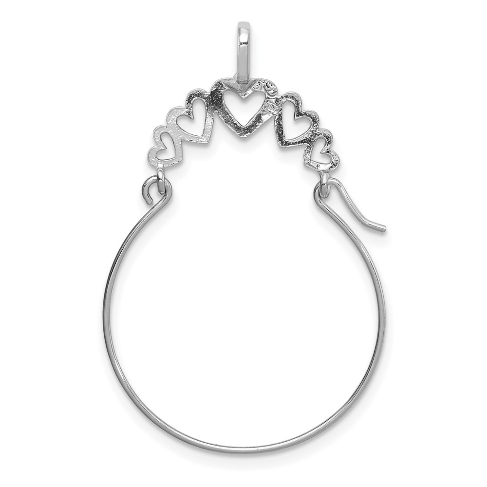 14k White Gold Polished 5-Heart Charm Holder (D1311W)