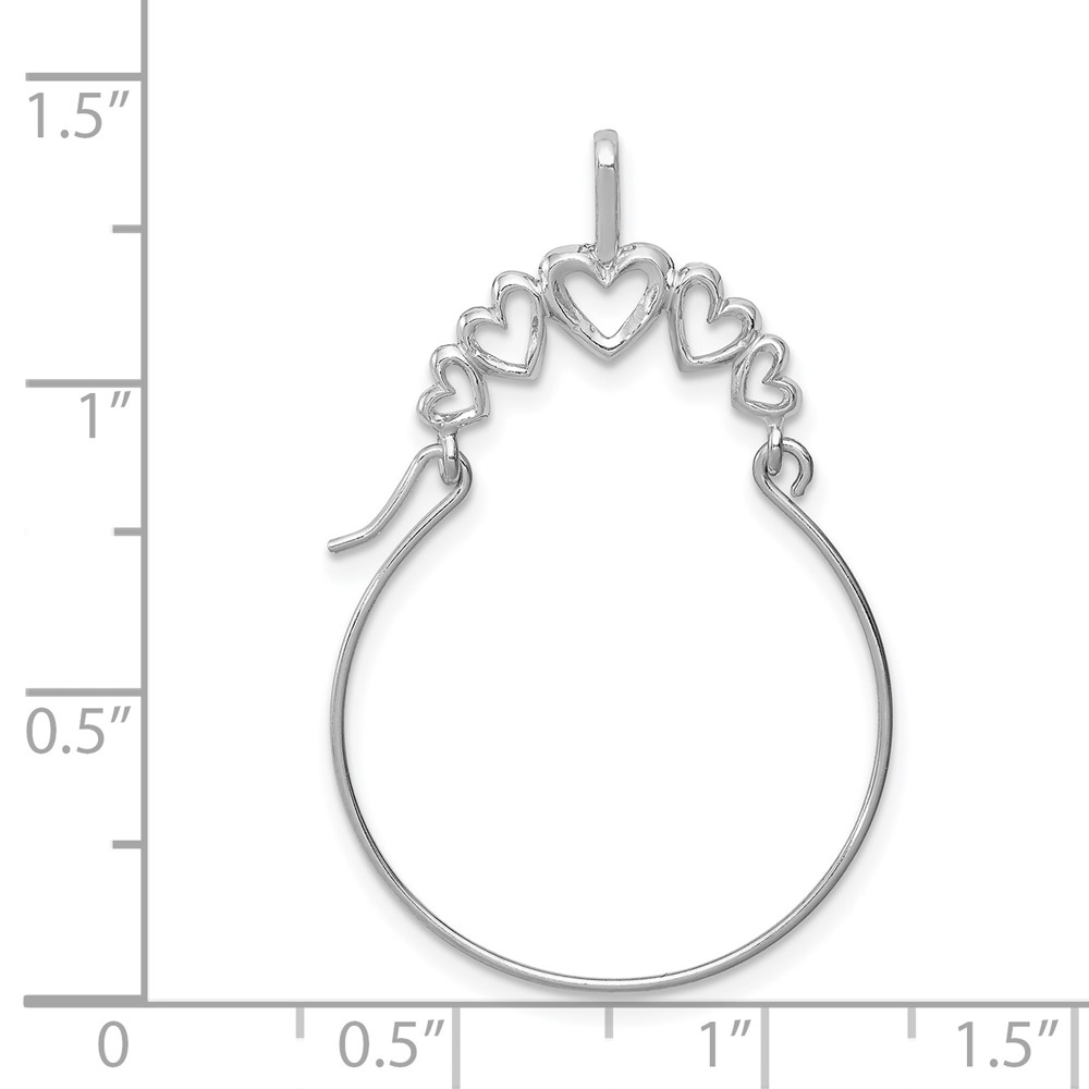 14k White Gold Polished 5-Heart Charm Holder (D1311W)
