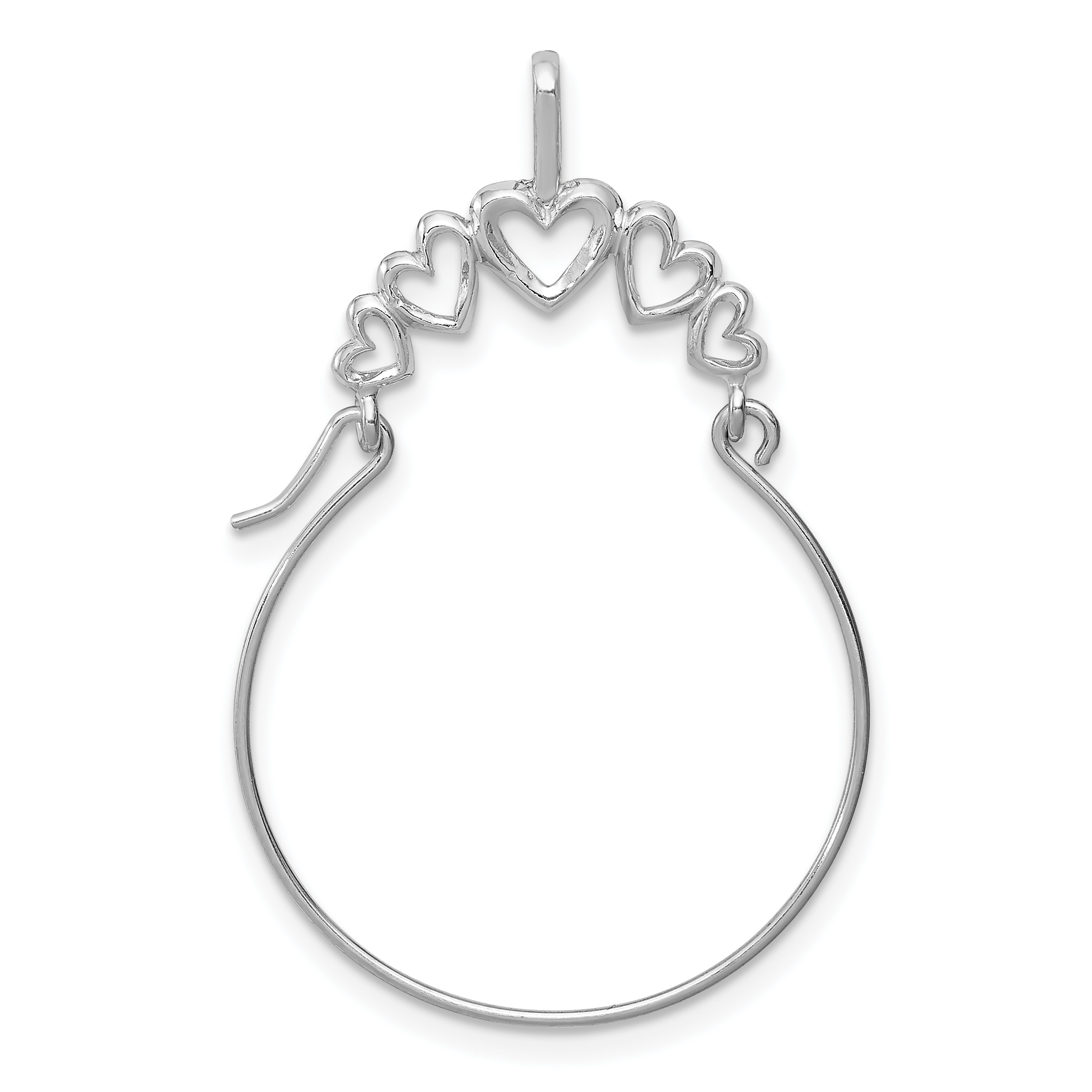 14k White Gold Polished 5-Heart Charm Holder (D1311W)