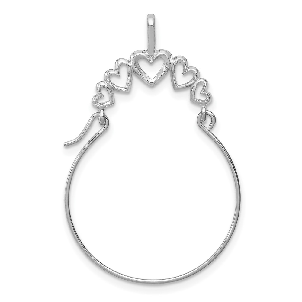 14k White Gold Polished 5-Heart Charm Holder (D1311W)