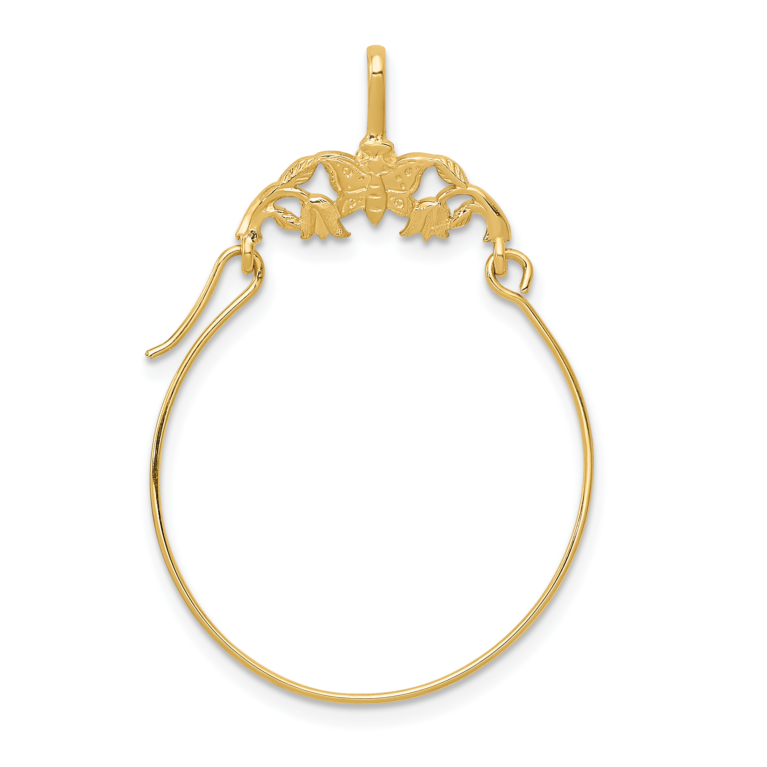 14k Polished Butterflies Charm Holder (D1313)