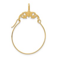 14K Yellow Gold Polished Butterflies Charm Holder Pendant view 1