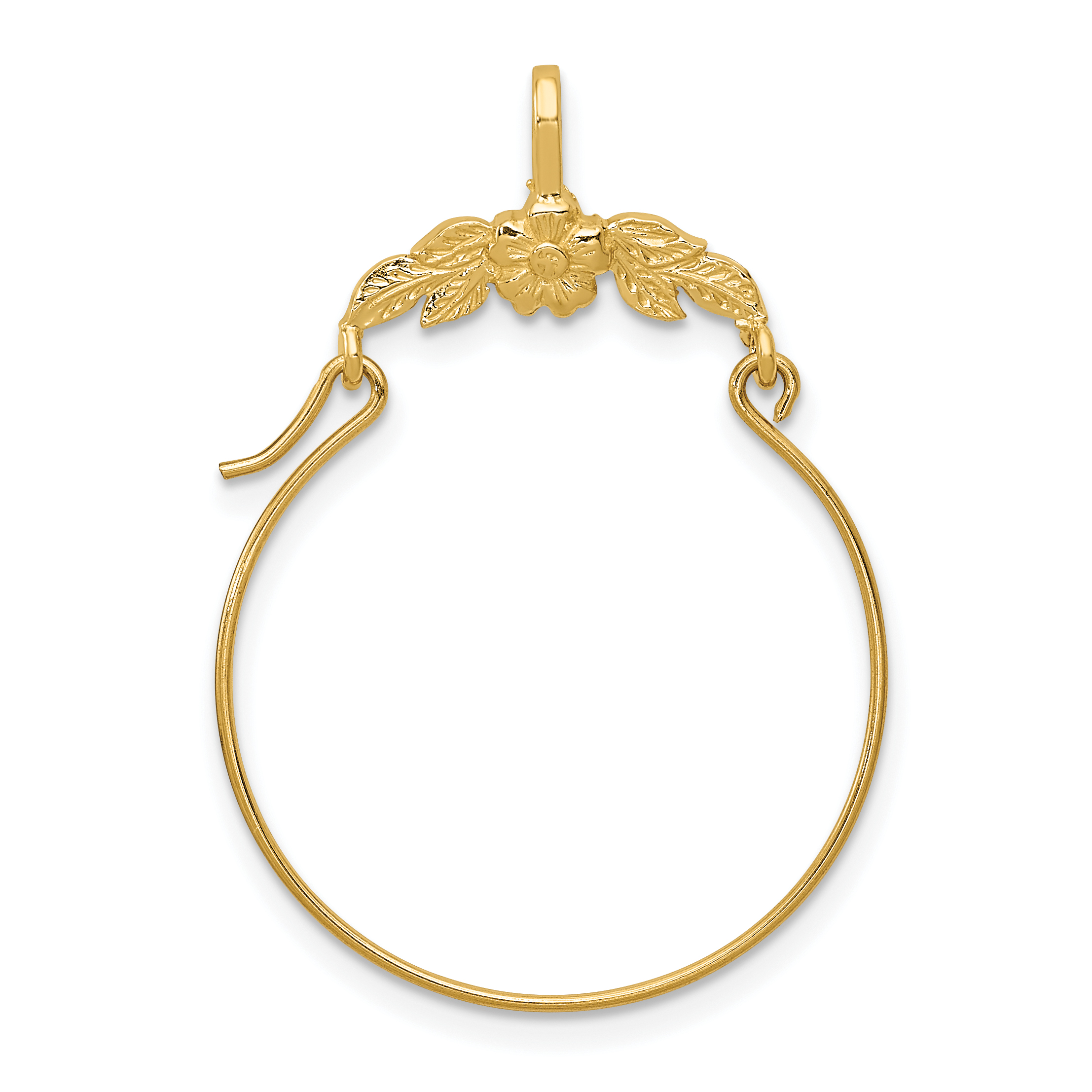 14k Polished Floral Charm Holder (D1314)