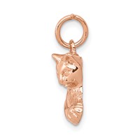 14K Rose Gold Solid Polished Open-Backed Cat Charm with Ball view 2