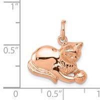 14K Rose Gold Solid Polished Open-Backed Cat Charm with Ball view 3