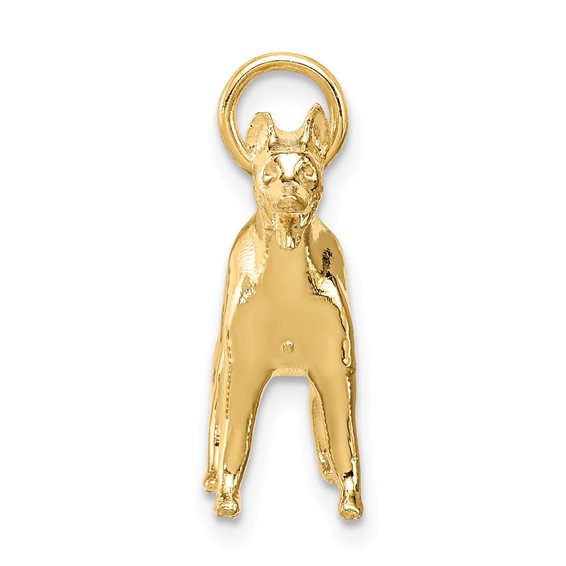 14k Solid Polished 3-D German Shepherd Dog Charm