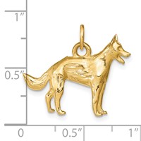 14K Yellow Gold Solid Polished 3-D German Shepherd Dog Charm view 4