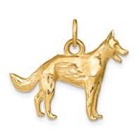14K Yellow Gold Solid Polished 3-D German Shepherd Dog Charm view 1