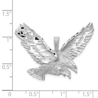 14K White Gold Satin Diamond-cut Eagle Pendant view 3