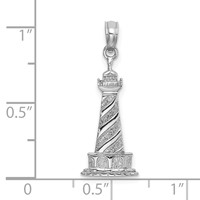 14K White Gold 2-D Cape Hatteras Lighthouse Charm view 3