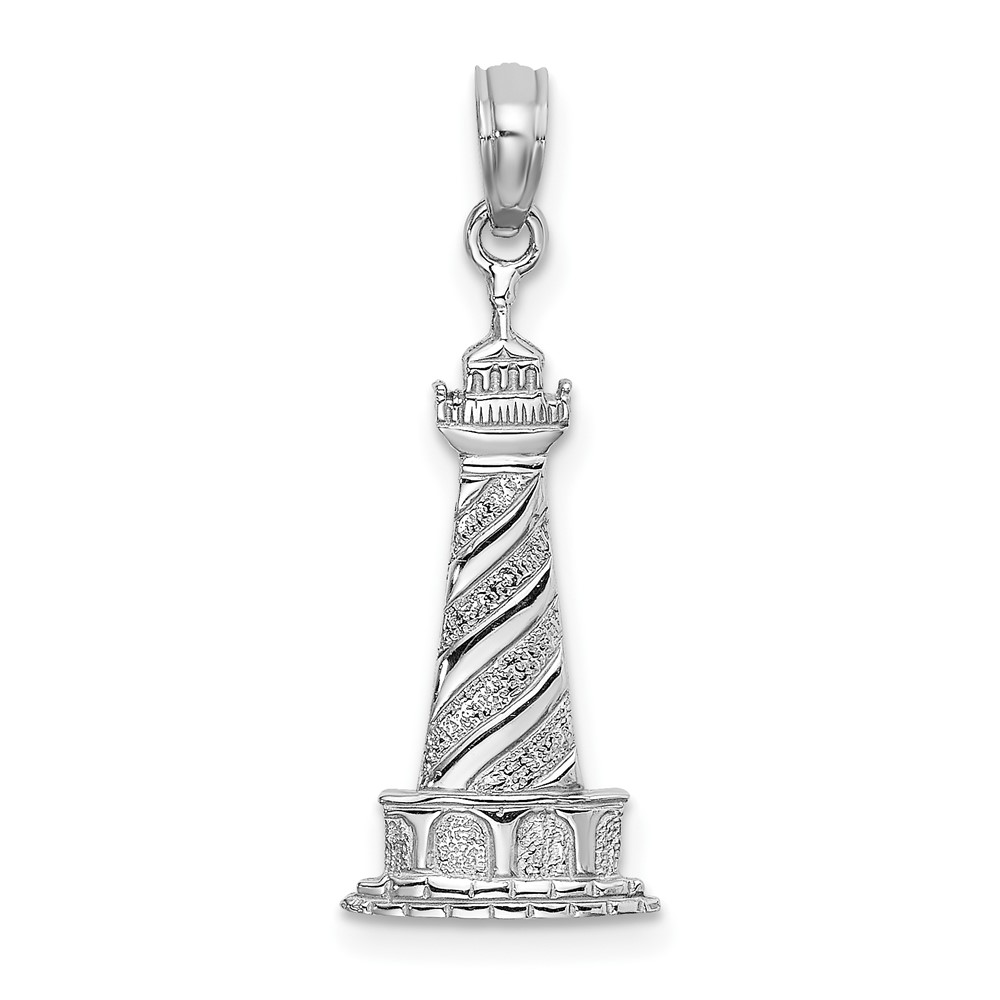 14K White Gold 2-D Cape Hatteras Lighthouse Charm