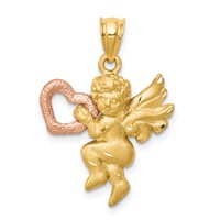 14K Two-tone Satin Diamond-cut Angel Charm view 1