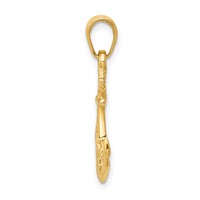 14K Solid Polished 3-D Anchor with Rope Pendant view 2