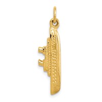 14K Yellow Gold Solid Polished 3-D Cruise Ship Charm view 3