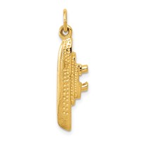 14K Yellow Gold Solid Polished 3-D Cruise Ship Charm view 1