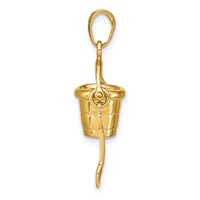 14K Yellow Gold Polished 3-D Pail and Moveable Shovel Pendant view 2