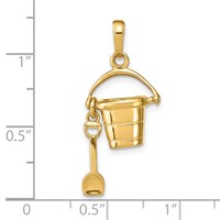 14K Yellow Gold Polished 3-D Pail and Moveable Shovel Pendant view 4