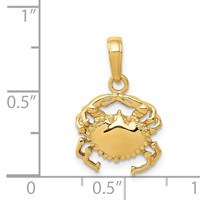 14K Yellow Gold Solid Polished Open-Backed Crab Pendant view 3