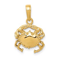 14K Yellow Gold Solid Polished Open-Backed Crab Pendant view 1