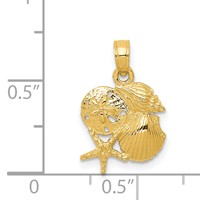 14K Solid Polished Mini Shell Cluster Pendant view 3