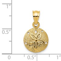 14K Yellow Gold Solid Polished Laser-Cut Sand Dollar Pendant view 3