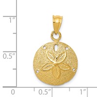 14K Solid Polished Laser-Cut Sand Dollar Pendant view 3