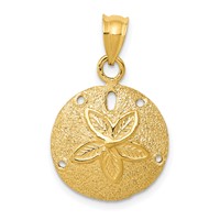 14K Solid Polished Laser-Cut Sand Dollar Pendant view 1