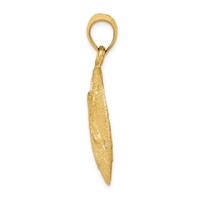 14K Yellow Gold Solid Polished Laser-Cut Sand Dollar Pendant view 2