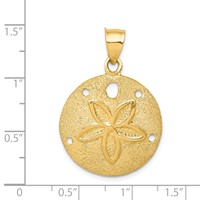 14K Yellow Gold Solid Polished Laser-Cut Sand Dollar Pendant view 3