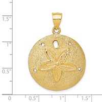 14K Yellow Gold Solid Polished Laser-Cut Sand Dollar Pendant view 3