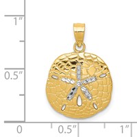 14K Pendant with White Rhodium Polished Diamond-Cut Sand Dollar view 3