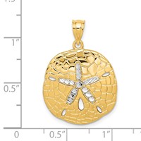 14K Pendant with White Rhodium Polished Diamond-Cut Sand Dollar view 3