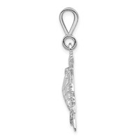 14K White Gold Solid Polished Open-Backed Sea Turtle Pendant view 2