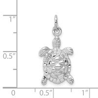14K White Gold Solid Polished Open-Backed Turtle Charm view 3