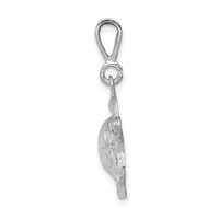 14K White Gold Solid Polished Open-Backed Sea Turtle Pendant view 2