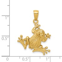 14K Yellow Gold Solid Polished 3-D Frog Pendant with Moveable Back Legs and Mouth view 4