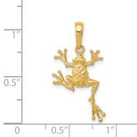 14K Solid Polished Open-Backed Frog Pendant view 3