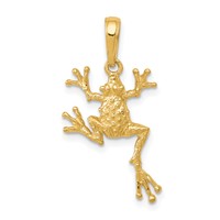 14K Solid Polished Open-Backed Frog Pendant view 1
